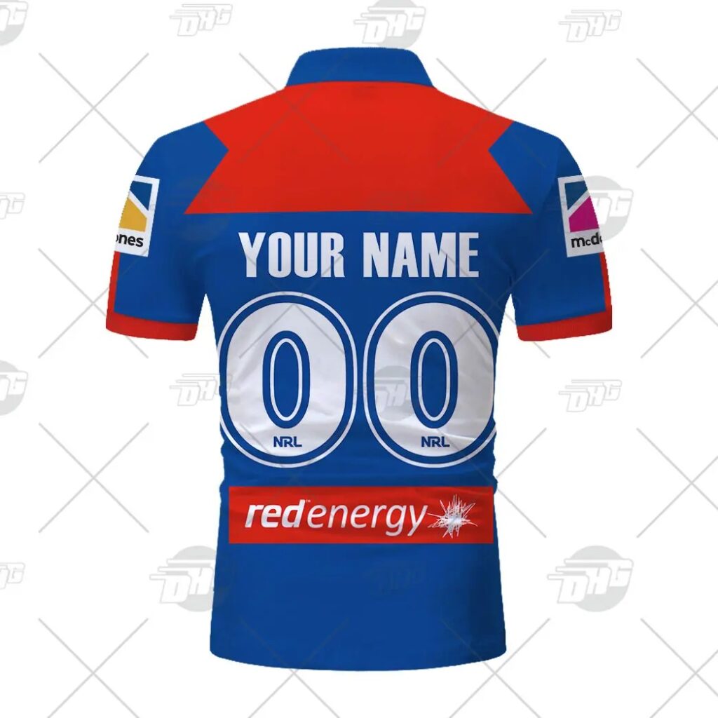 NRL Newcastle Knights Custom Name Number 2021 Home Jersey Polo Shirt