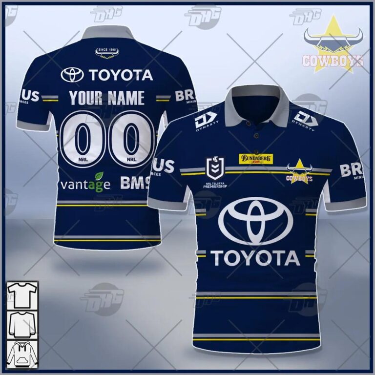 NRL North Queensland Cowboys Custom Name Number 2021 Home Jersey Polo Shirt