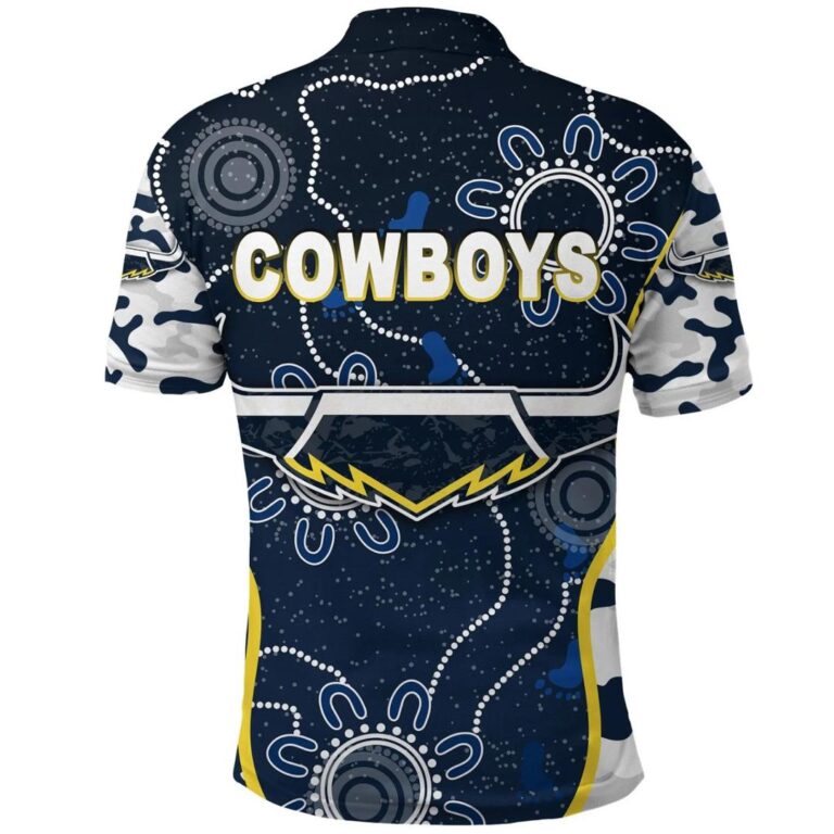 NRL North Queensland Cowboys Custom Text Anzac Day Camouflage Indigenous Polo Shirt