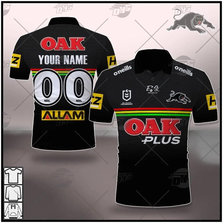 NRL Penrith Panthers Custom Name Number 2021 Home Jersey Polo Shirt