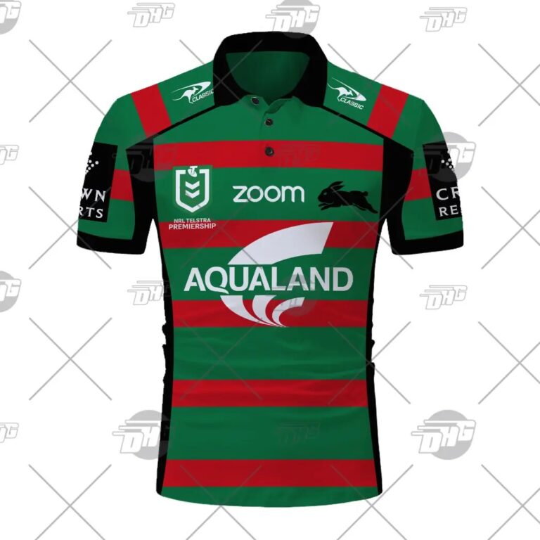NRL South Sydney Rabbitohs Custom Name Number 2021 Home Jersey Polo Shirt