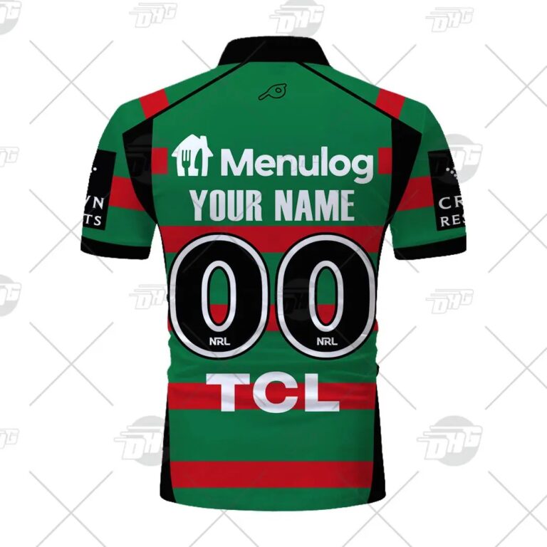 NRL South Sydney Rabbitohs Custom Name Number 2021 Home Jersey Polo Shirt