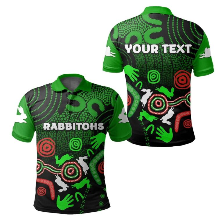 NRL South Sydney Rabbitohs Custom Text Indigenous Polo Shirt