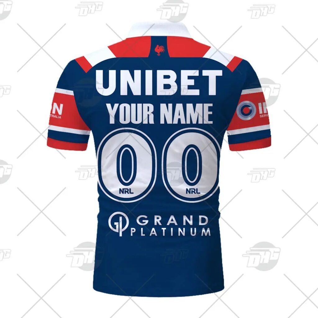 NRL Sydney Roosters Custom Name Number 2021 Home Jersey Polo Shirt