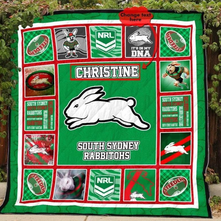 NRL South Sydney Rabbitohs Custom Name Quilt Blanket