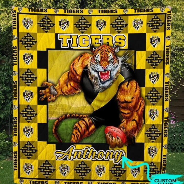 AFL Richmond Tigers Custom Name Mascot Quilt Blanket