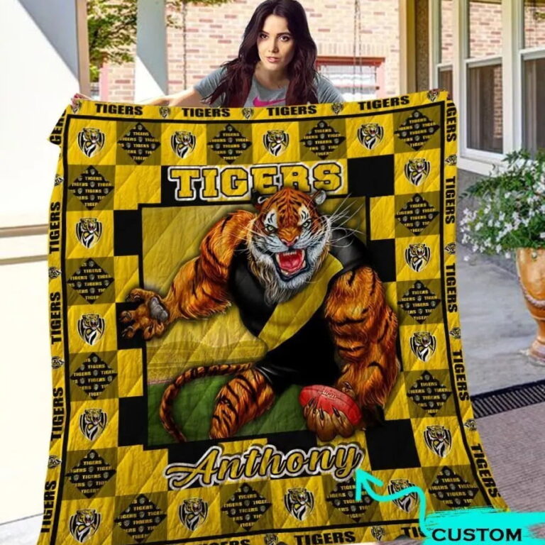 AFL Richmond Tigers Custom Name Mascot Quilt Blanket
