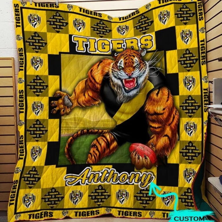 AFL Richmond Tigers Custom Name Mascot Quilt Blanket