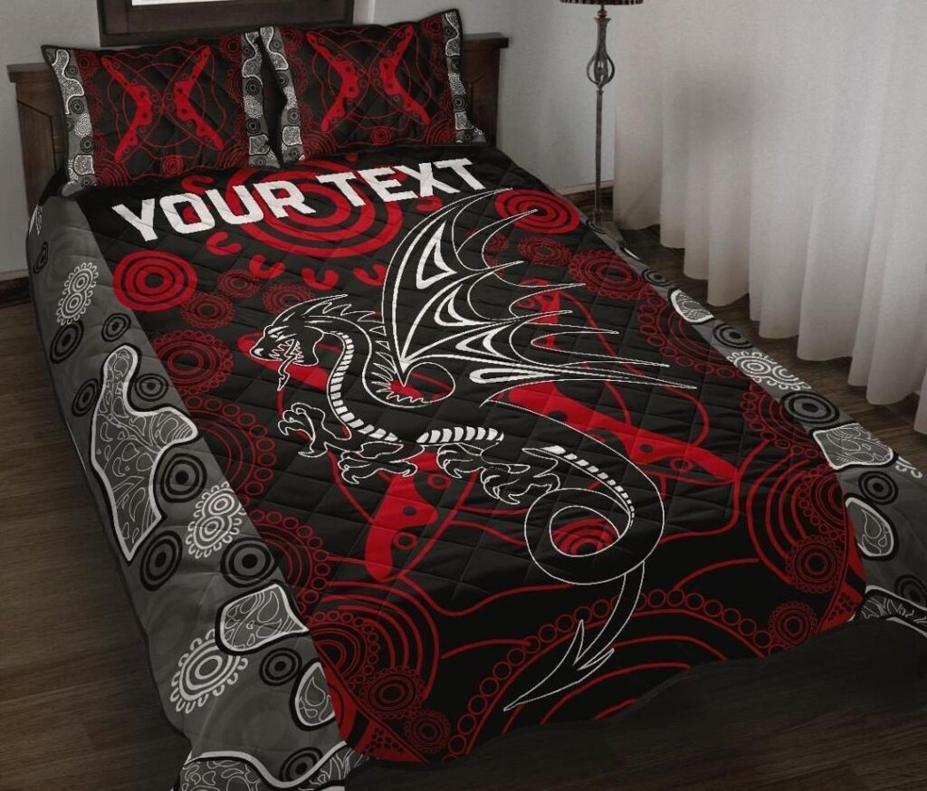 NRL (Custom Personalised) Dragons Quilt Bed Set St. George Aboriginal