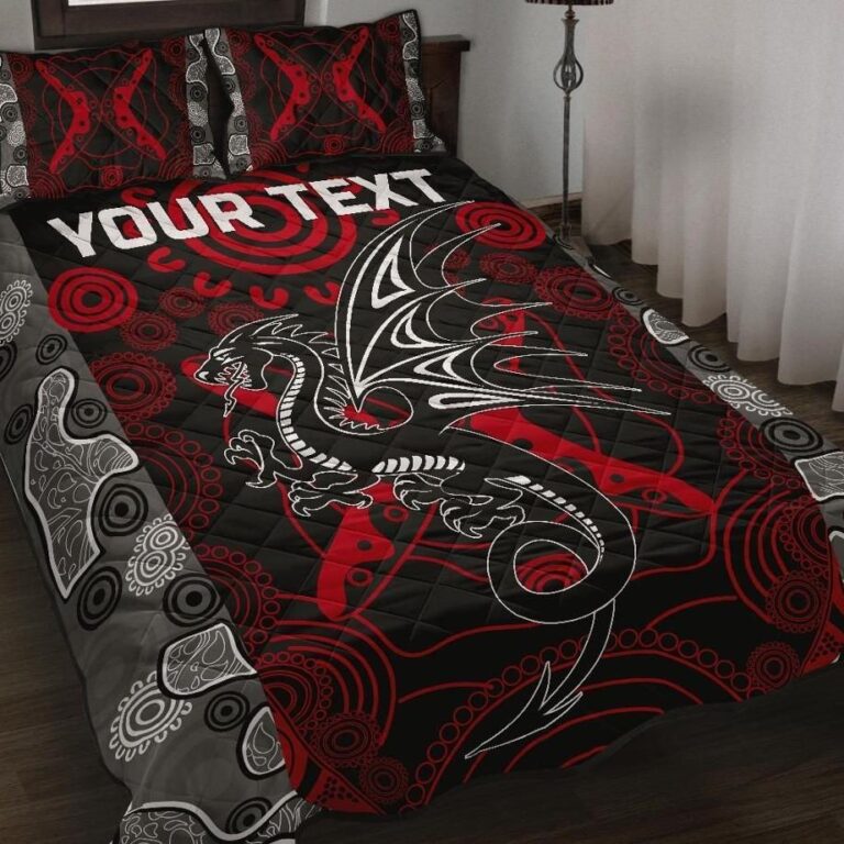 NRL (Custom Personalised) Dragons Quilt Bed Set St. George Aboriginal