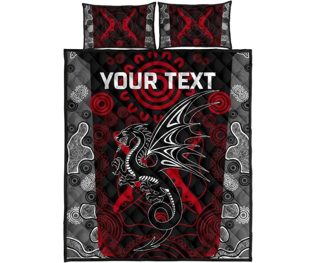 NRL (Custom Personalised) Dragons Quilt Bed Set St. George Aboriginal