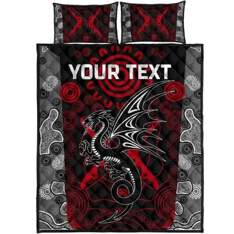 NRL (Custom Personalised) Dragons Quilt Bed Set St. George Aboriginal