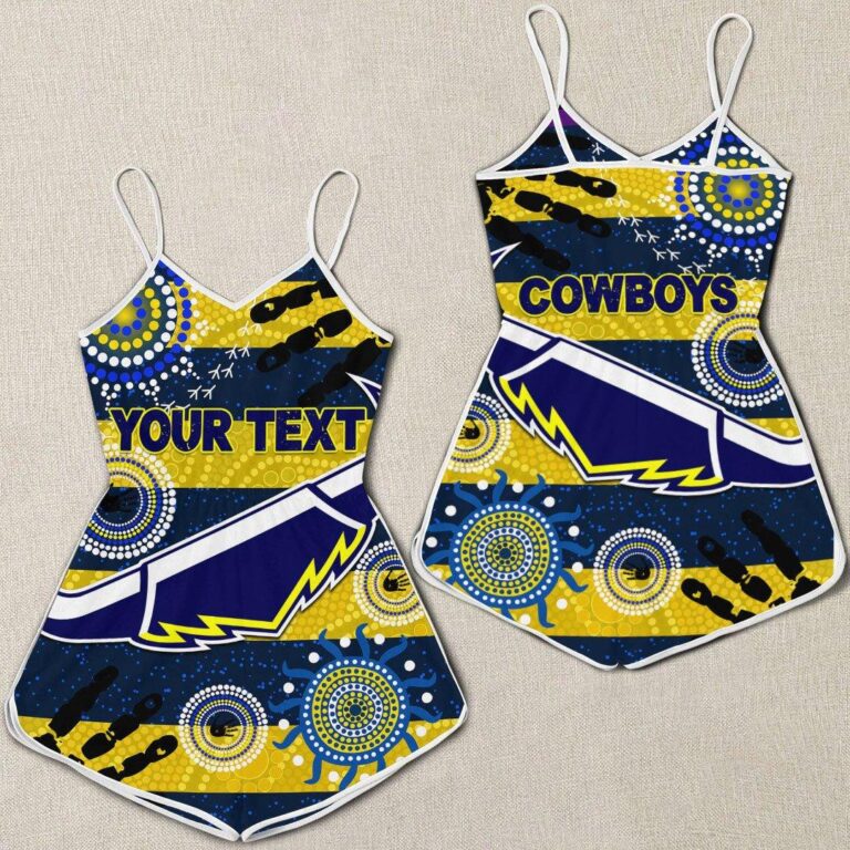 NRL (Custom) North Queensland Cowboys Anzac Special Style (Navy) - Rugby Team Women Rompers