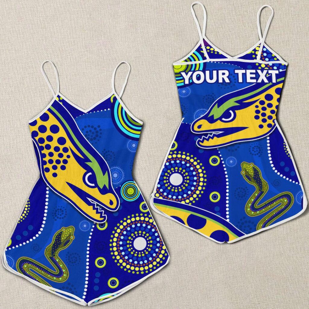 NRL (Custom) Parramatta Eels Indigenous Special Blue Version - Rugby Team Women Rompers