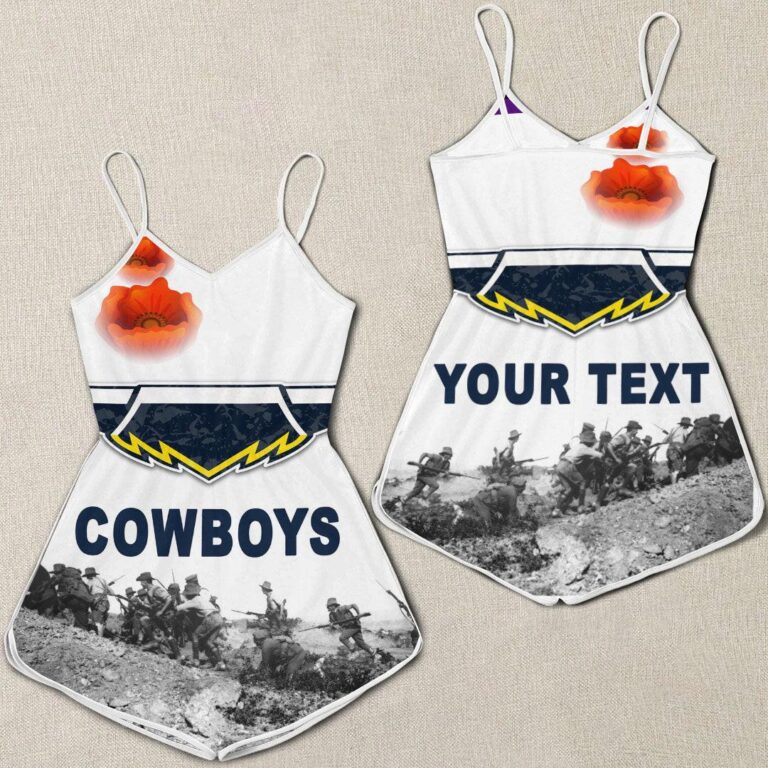 NRL (Custom) North Queensland Cowboys Anzac Day Soldiers - Rugby Team Women Rompers