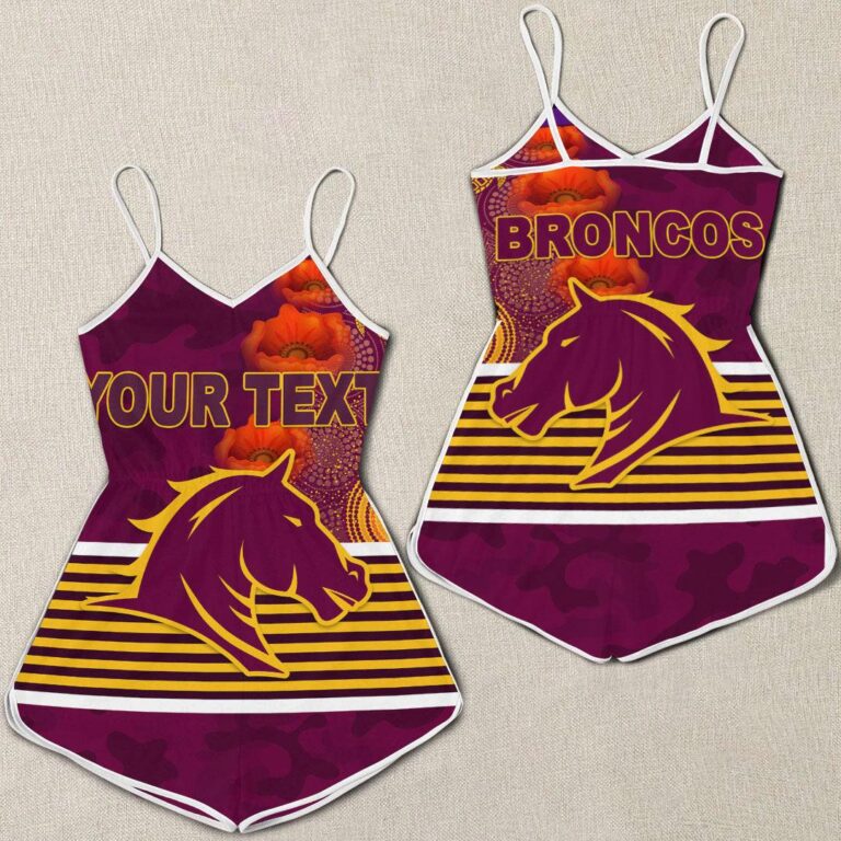 NRL (Custom) Brisbane Broncos Indigenous Naidoc - Rugby Team Women Rompers