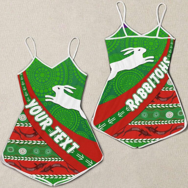 NRL (Custom) South Sydney Rabbitohs Indigenous Aboriginal - Rugby Team Women Rompers
