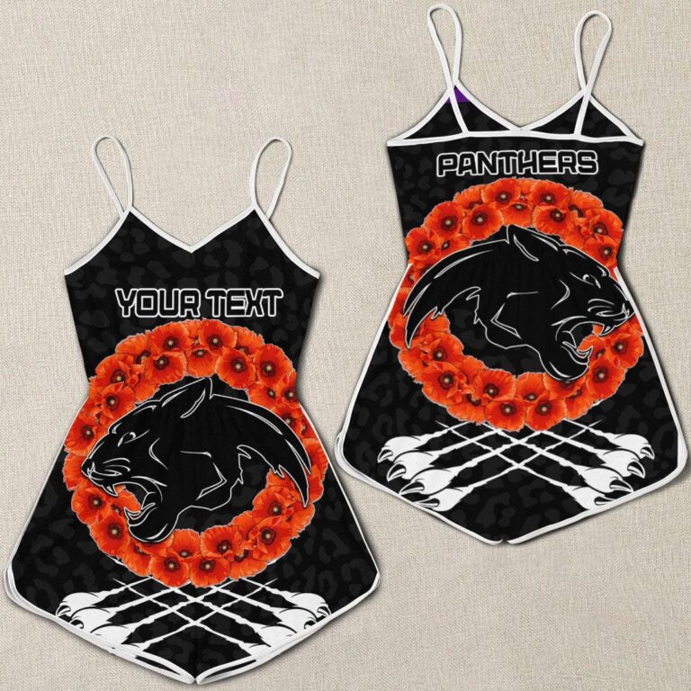 NRL (Custom) Penrith Panthers and Poppy - Rugby Team Women Rompers