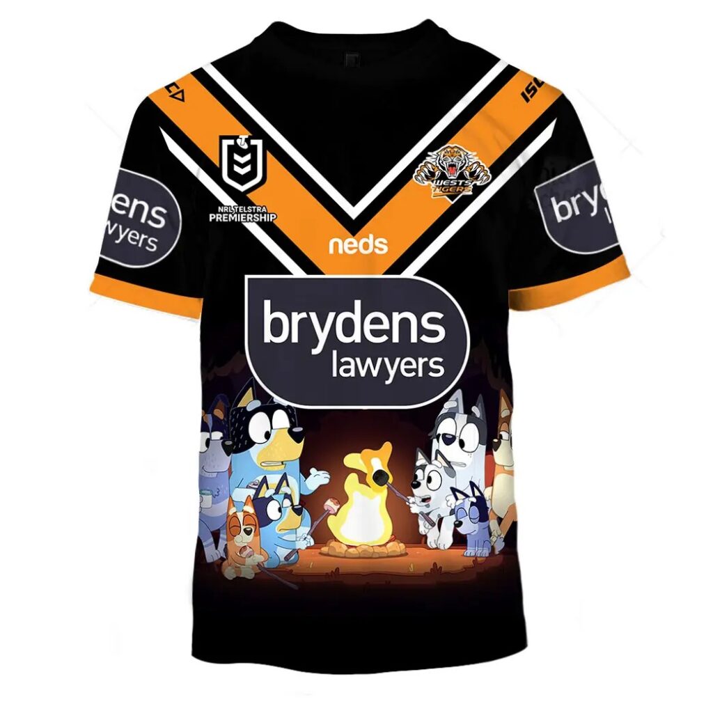 NRL Wests Tigers Custom Name Number x Bluey Jersey 2020 T-Shirt