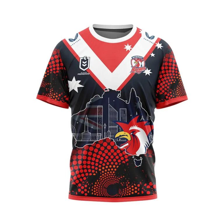NRL Sydney Roosters Custom Name Number Australia’s Day T-Shirt