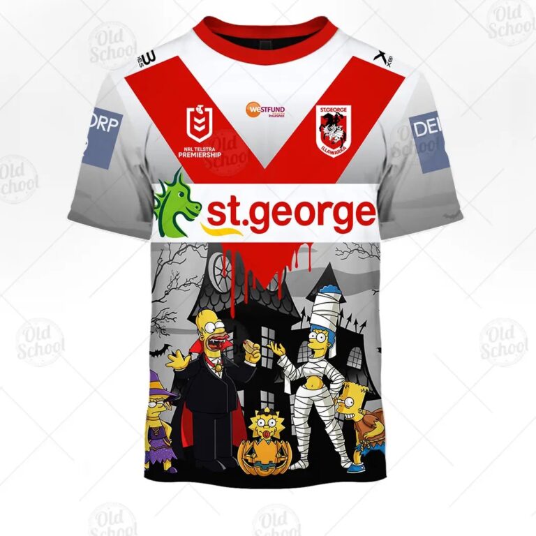NRL St. George Illawarra Dragons Custom Name Number x The Simpsons 2020 Halloween T-Shirt