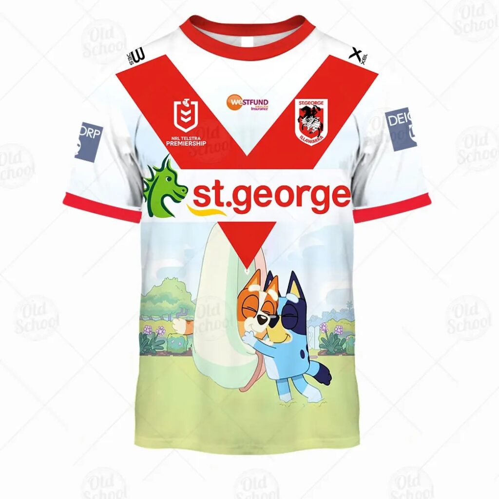NRL St. George Illawarra Dragons Custom Name Number x Bluey Jersey 2020 T-Shirt