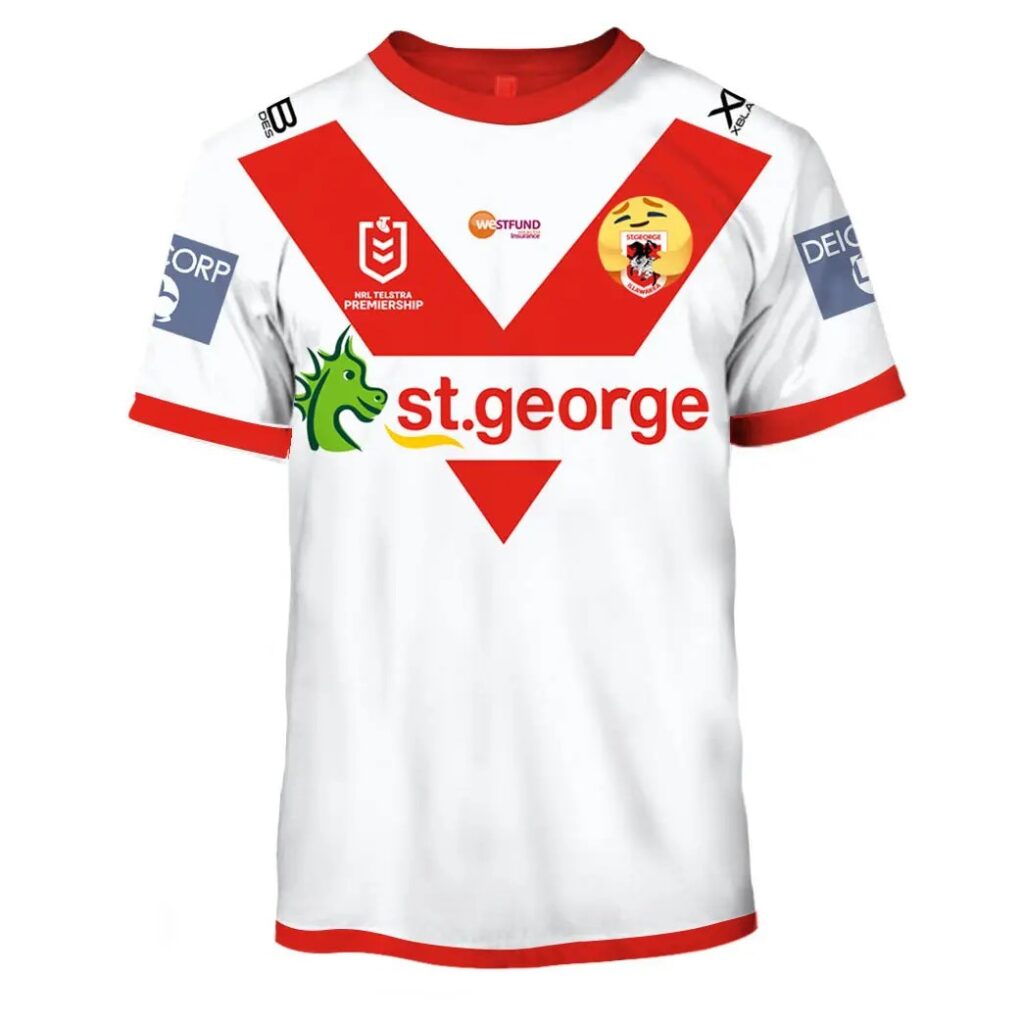 NRL St. George Illawarra Dragons Custom Name Number 2020 Home Jersey Care Emoji T-Shirt