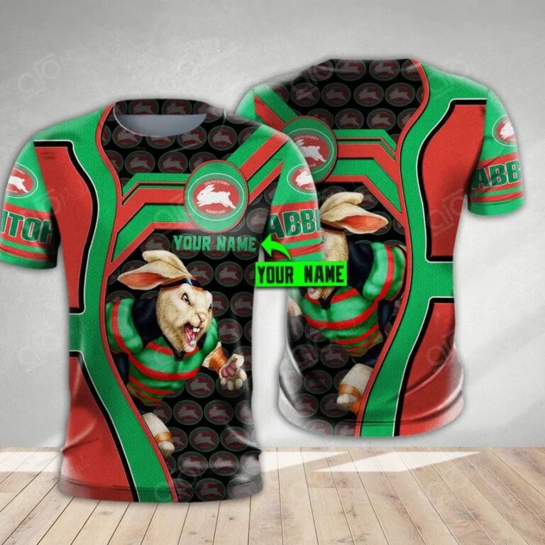 NRL South Sydney Rabbitohs Custom Name Mascot T-Shirt