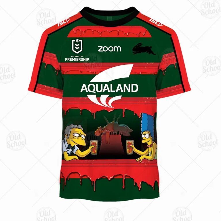 NRL South Sydney Rabbitohs Custom Name Number x The Simpsons 2020 Halloween T-Shirt