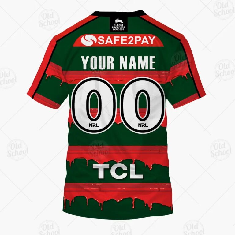 NRL South Sydney Rabbitohs Custom Name Number x The Simpsons 2020 Halloween T-Shirt