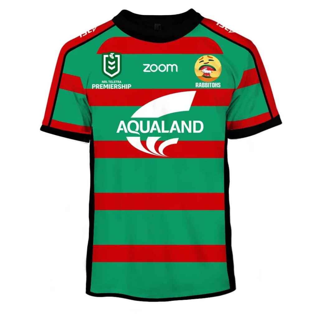 NRL South Sydney Rabbitohs Custom Name Number 2020 Home Jersey Care Emoji T-Shirt