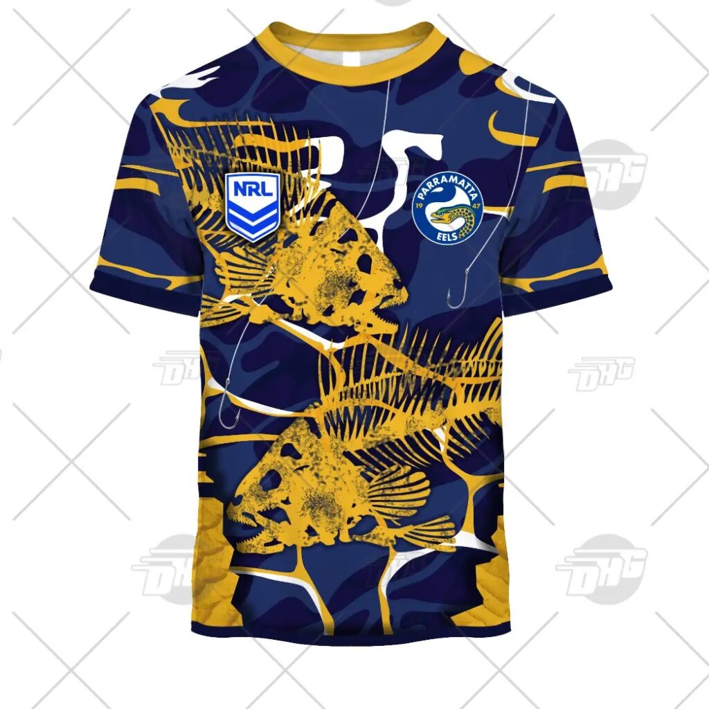 NRL Parramatta Eels Custom Name Number 2021 Fishing T-Shirt
