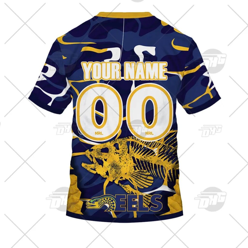 NRL Parramatta Eels Custom Name Number 2021 Fishing T-Shirt