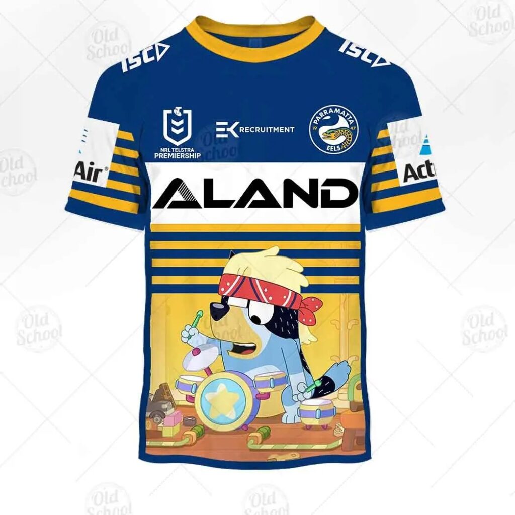 NRL Parramatta Eels Custom Name Number x Bluey T-Shirt