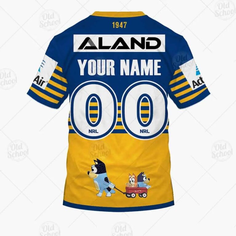 NRL Parramatta Eels Custom Name Number x Bluey T-Shirt