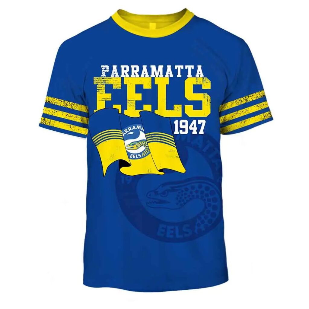 NRL Parramatta Eels Custom Name Number Retro Flag Jerseys 1947 T-Shirt