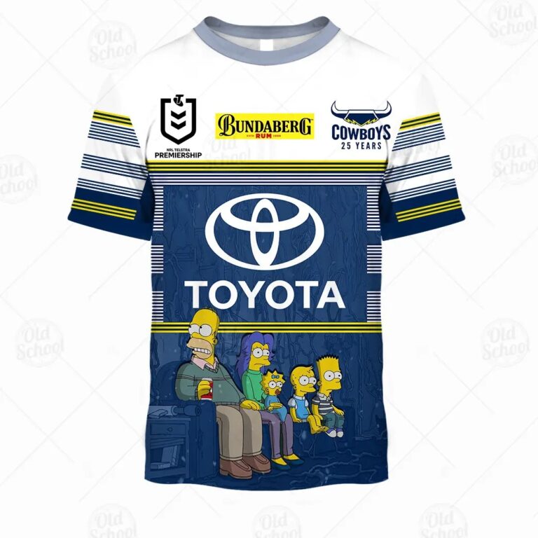 NRL North Queensland Cowboys Custom Name Number x The Simpsons Halloween 2020 T-Shirt
