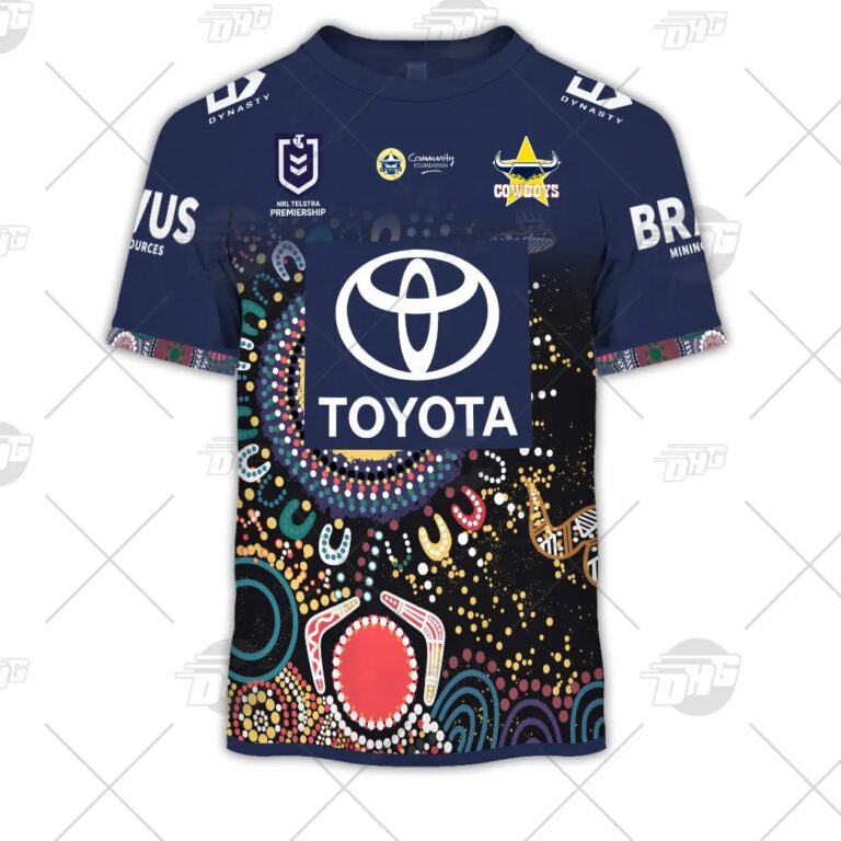 NRL North Queensland Cowboys Custom Name Number On Field Indigenous Jersey 2021 T-Shirt