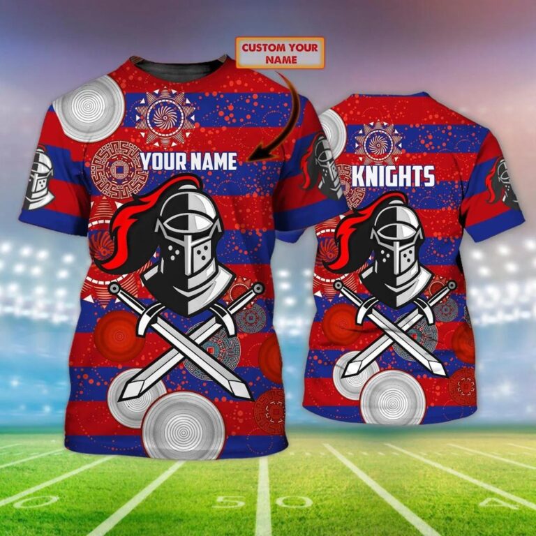 NRL Newcastle Knights Custom Name Indigenous T-Shirt V5