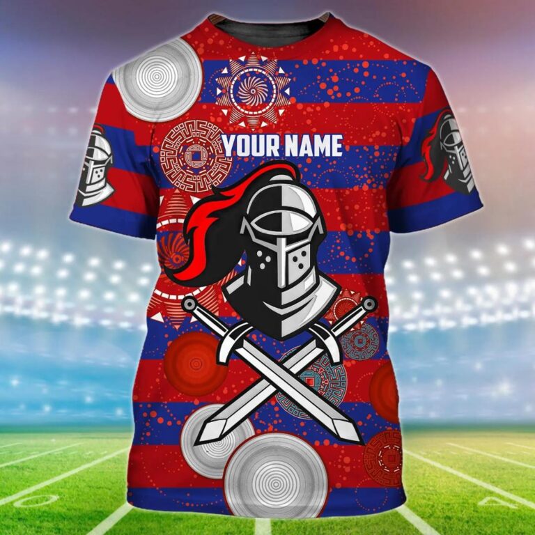 NRL Newcastle Knights Custom Name Indigenous T-Shirt V5