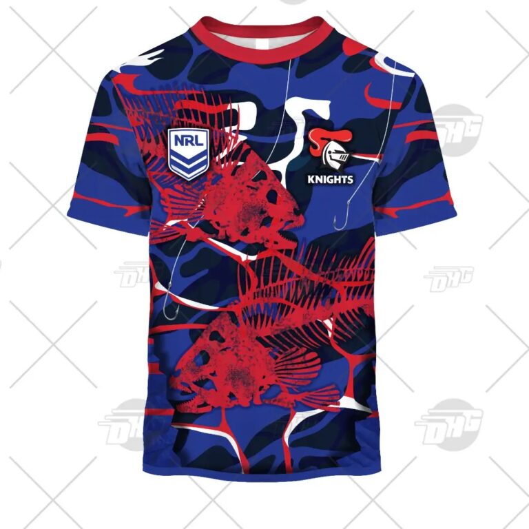 NRL Newcastle Knights Custom Name Number 2021 Fishing T-Shirt