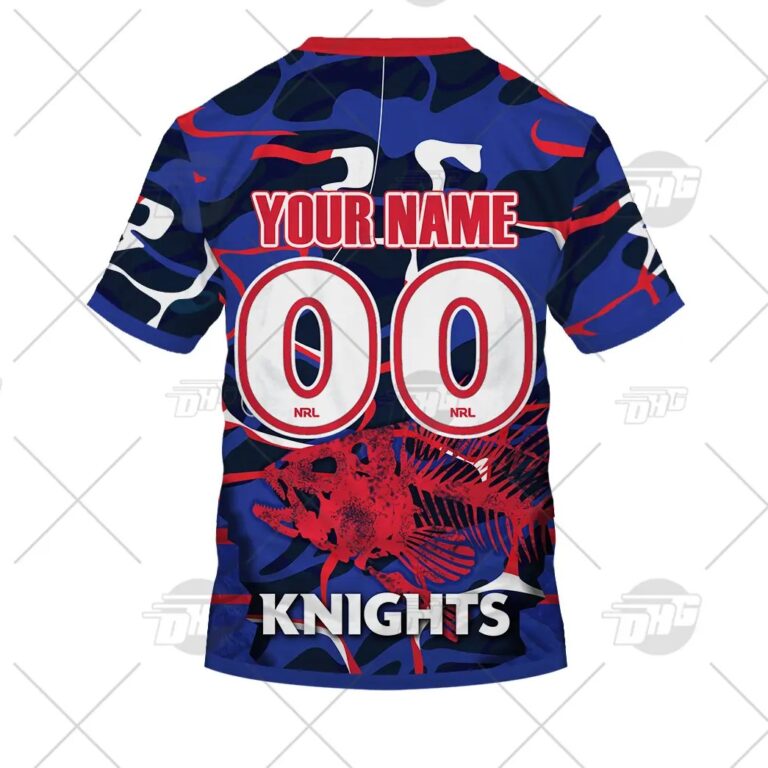 NRL Newcastle Knights Custom Name Number 2021 Fishing T-Shirt