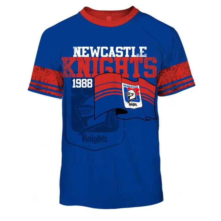 NRL Newcastle Knights Custom Name Number Flag Retro Jerseys 1988 T-Shirt