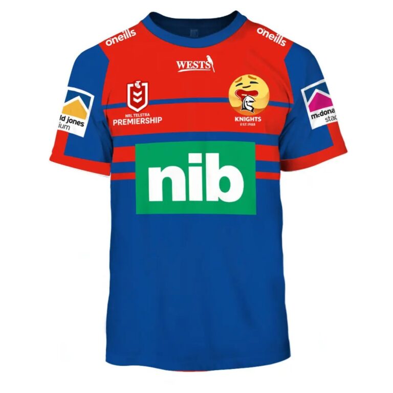 NRL Newcastle Knights Custom Name Number 2020 Home Jersey Care Emoji T-Shirt
