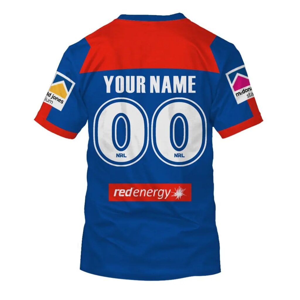 NRL Newcastle Knights Custom Name Number 2020 Home Jersey Care Emoji T-Shirt