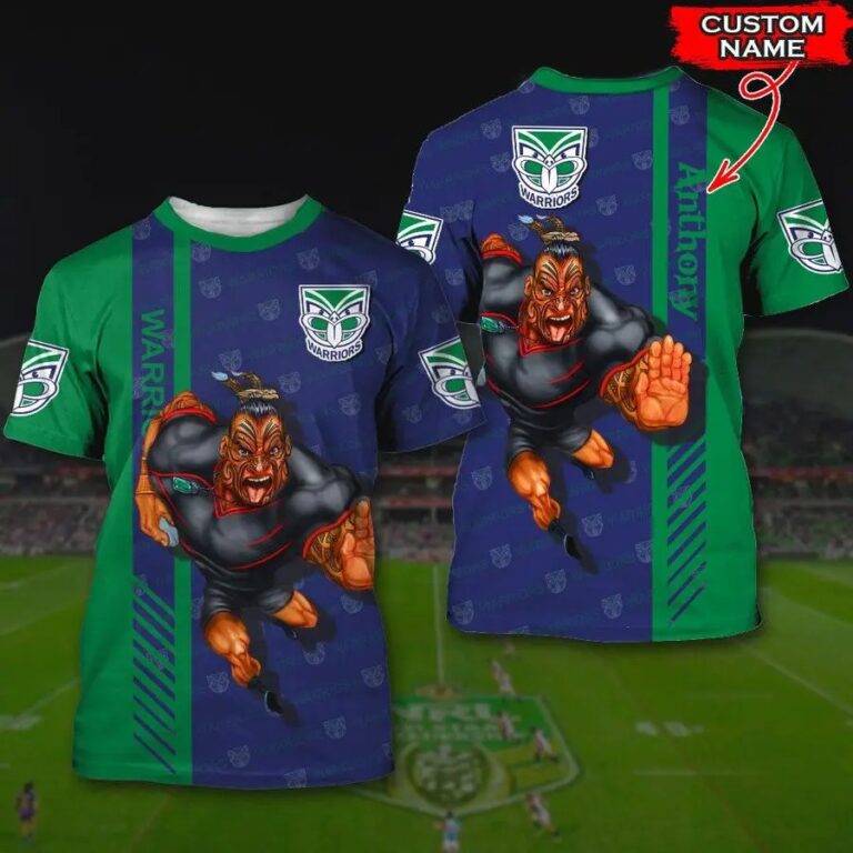 NRL New Zealand Warriors Custom Name Mascot T-Shirt