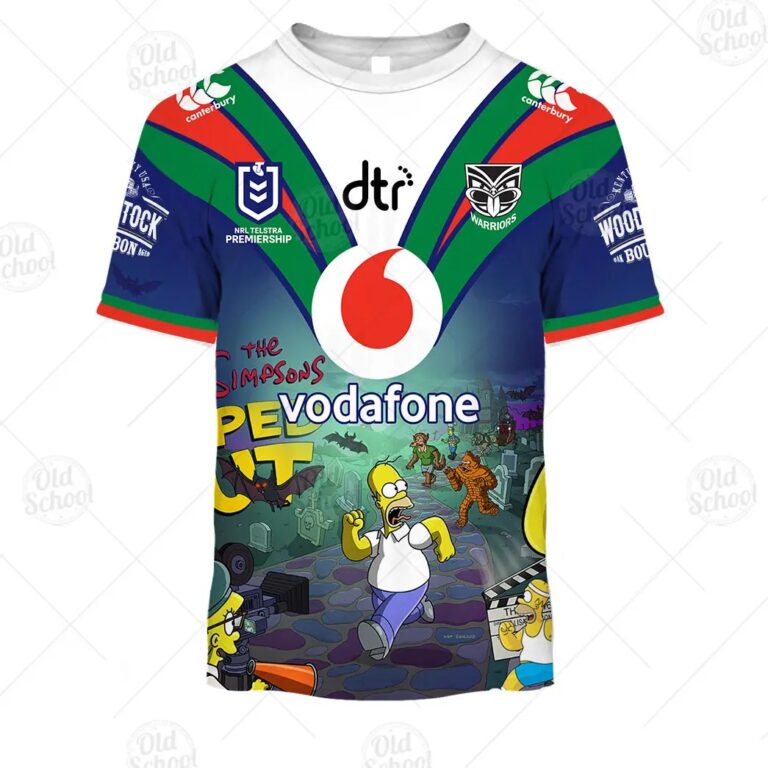 NRL New Zealand Warriors Custom Name Number x The Simpsons 2020 Halloween T-Shirt