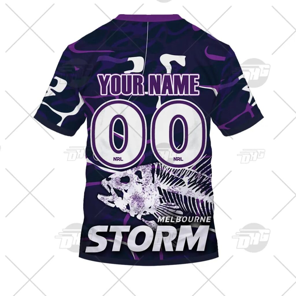 NRL Melbourne Storm Custom Name Number 2021 Fishing T-Shirt