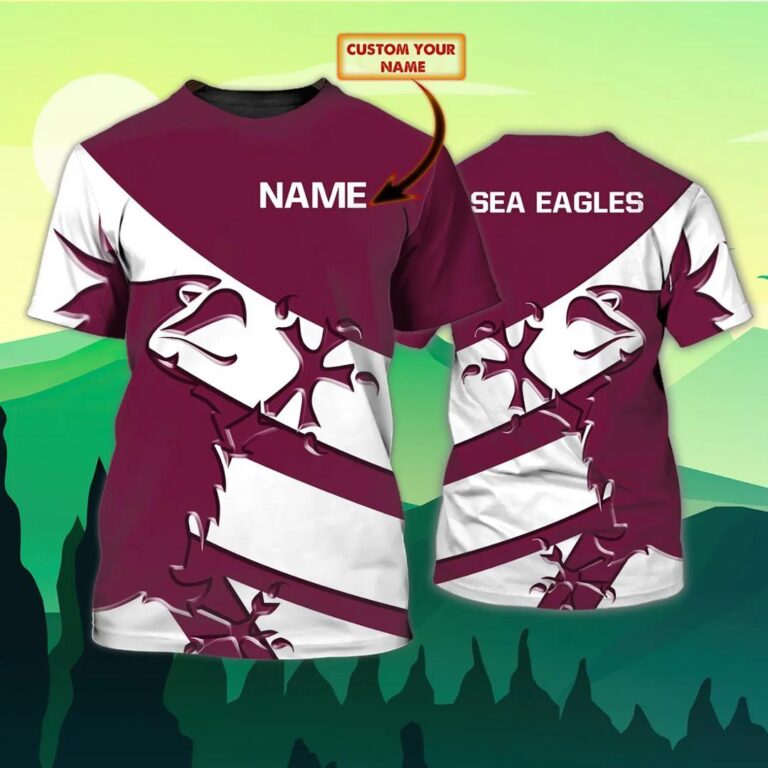 NRL Manly Warringah Sea Eagles Custom Name T-Shirt