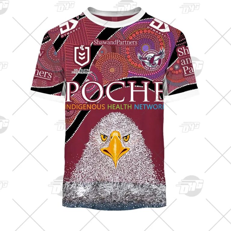 NRL Manly Warringah Sea Eagles Custom Name Number On Field Indigenous Jersey 2021 T-Shirt